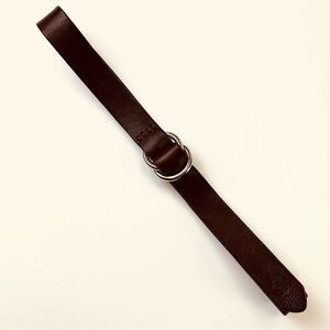 David Bitton brown leather adjustable jean belt S/M silver ring buckle